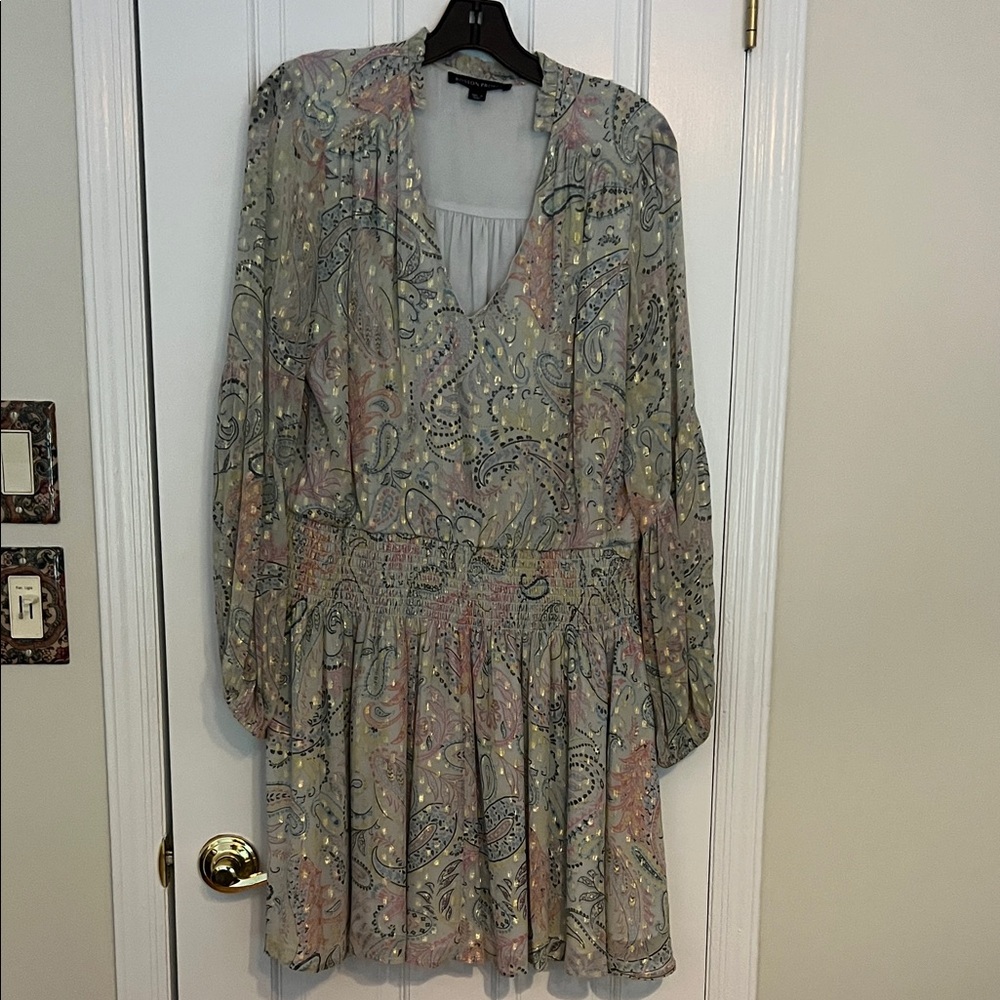 Boston Proper Multicolor Paisley Long Sleeve Dress